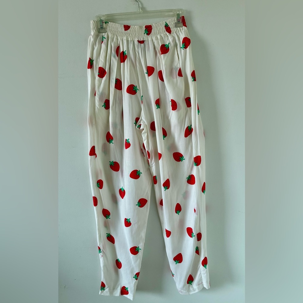 Vintage Red Strawberry Print Pants - Size 38/ Small